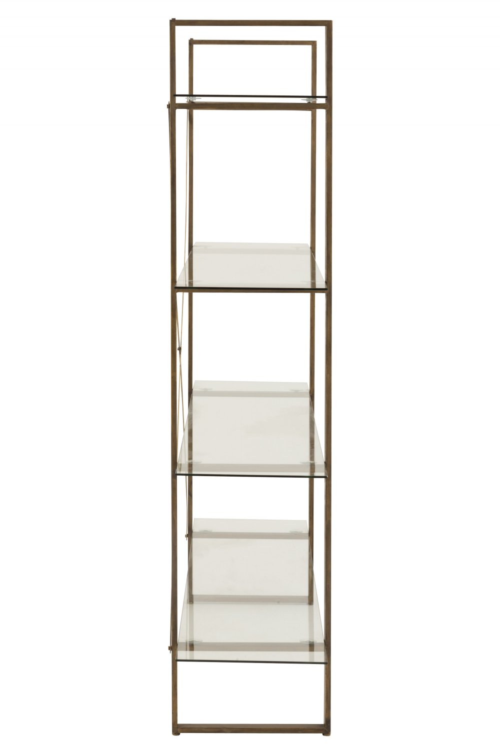 Étagère rectangulaire 4 niveaux TOTA en verre et métal or.